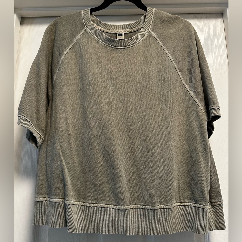 Old Navy Washed Look Green Short Sleeve Light Sweater Top
